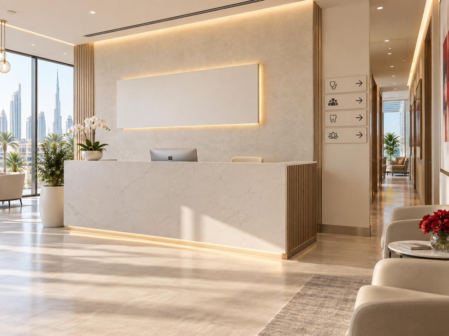 Modern clinic reception signage